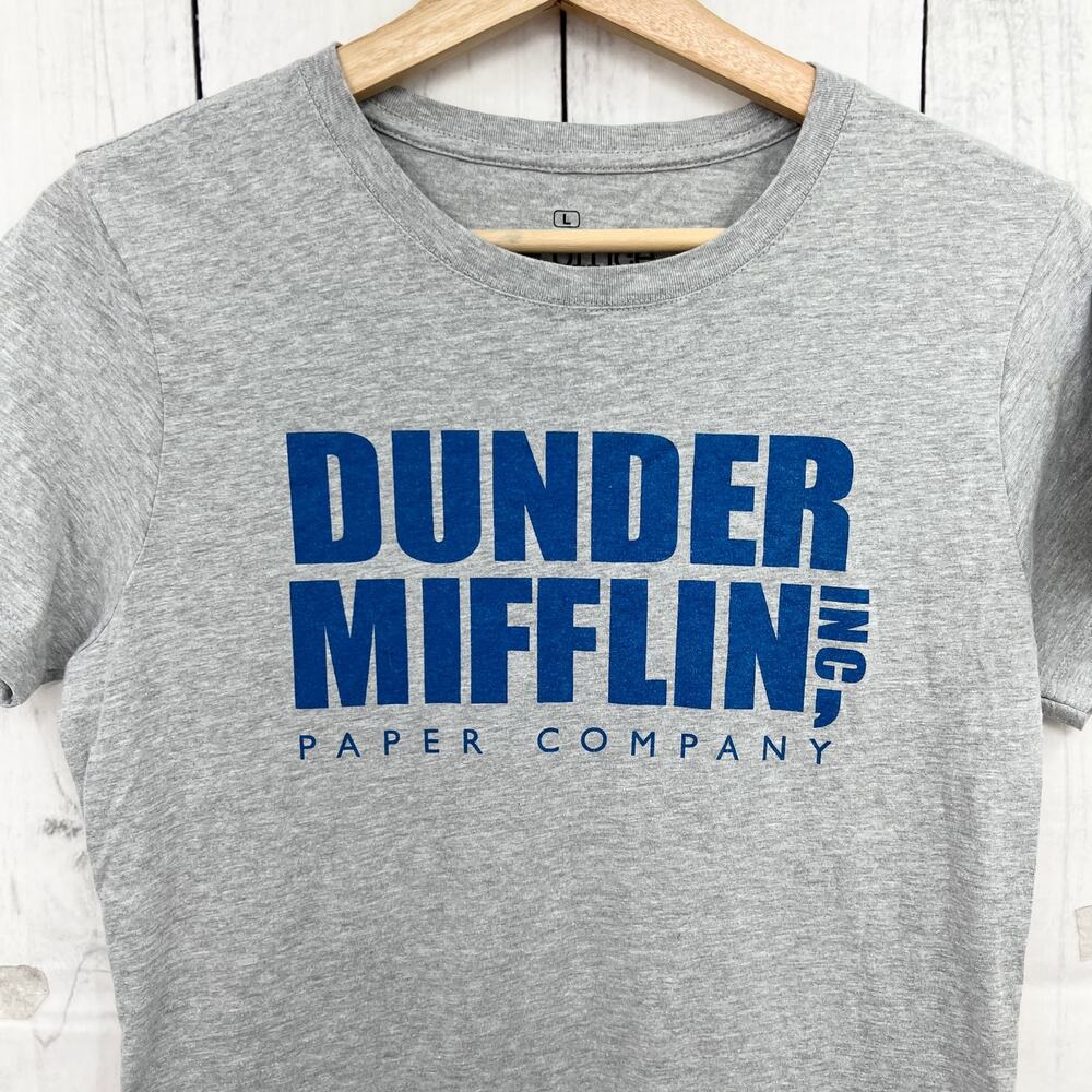 The Office Dunder Mifflin Graphic Tee Shirt Ripple Junction Gray Fitted Large